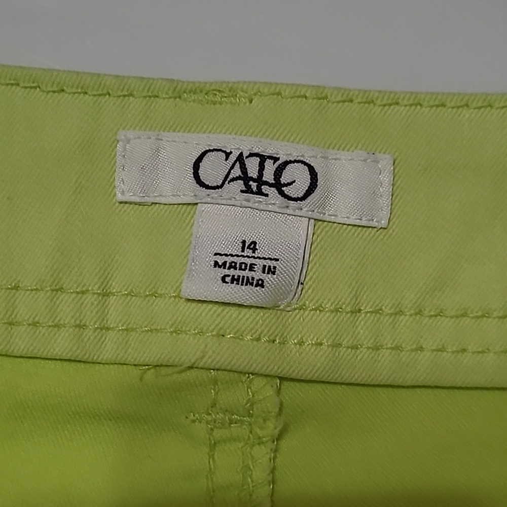 Cato Neon Greenish Yellow Cropped Jeans size 14 - Picture 3 of 8